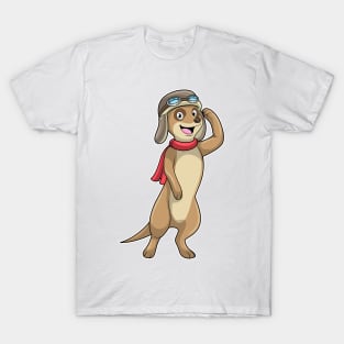 Meerkat as Pilot with Pilot hat T-Shirt